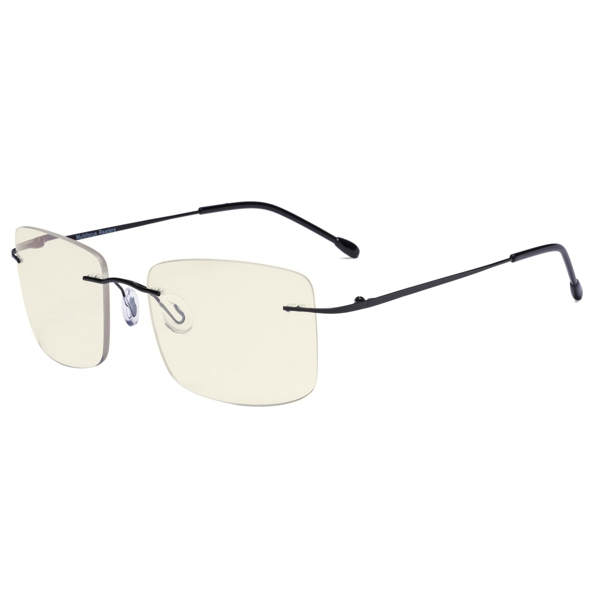 Rimless Progressive Multifocus Reading Glasses Men Women Black MWK9